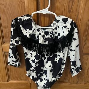 2T Toddler Girls Shea Baby Cow Print Fringe Bodysuit